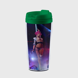 Термокружка-непроливайка Девушка с розовыми волосами на пилоне