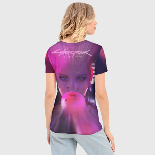 Женская футболка 3D Slim Девушка с розовыми волосами, цвет 3D печать - фото 4