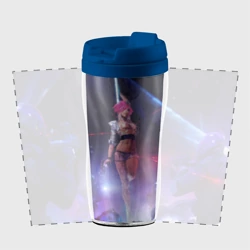 Термокружка-непроливайка Девушка с розовыми волосами на пилоне - Киберпанк 2077 - фото 2