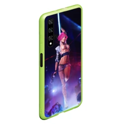 Чехол для Honor 20 Девушка с розовыми волосами на пилоне - Киберпанк 2077 - фото 2