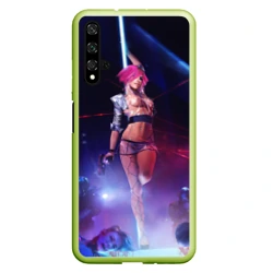 Чехол для Honor 20 Девушка с розовыми волосами на пилоне - Киберпанк 2077