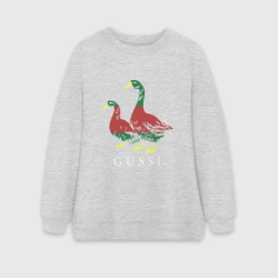 Женский свитшот oversize без начеса хлопок Модный гусь gussi