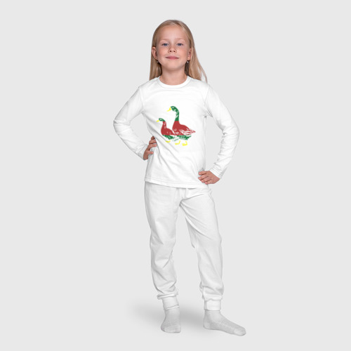 Детская пижама с лонгсливом хлопок Модный гусь gussi, цвет белый - фото 7