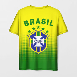 Футболка с принтом Сборная Бразилии для мужчины, вид сзади №1. Цвет основы: белый