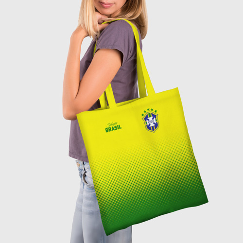 Шоппер 3D с принтом Сборная Бразилии, фото на моделе #1