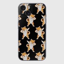 Чехол для iPhone 15 силиконовый с защитой камеры Сибу-ину Dab мем паттерн