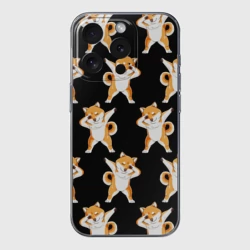 Чехол для iPhone 15 Pro силиконовый с защитой камеры Сибу-ину Dab мем паттерн