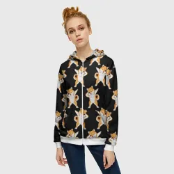 Женская толстовка 3D на молнии Сибу-ину Dab мем паттерн - фото 2