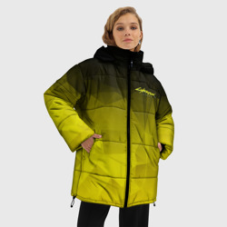 Женская зимняя куртка Oversize Cyberpunk 2077 желтый градиент - фото 2