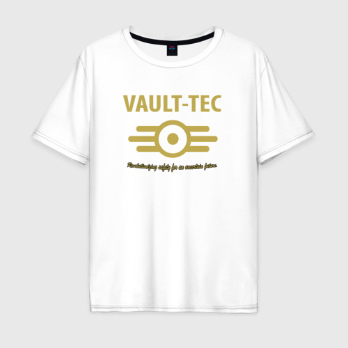 Мужская футболка из хлопка оверсайз с принтом Vault Tec, вид спереди №1