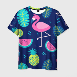 Мужская футболка 3D Фламинго