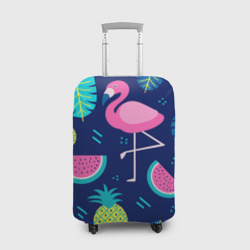 Чехол для чемодана 3D Фламинго