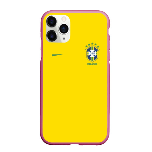 Чехол для iPhone 11 Pro Max матовый Бразилия форма без надписи сзади, цвет малиновый
