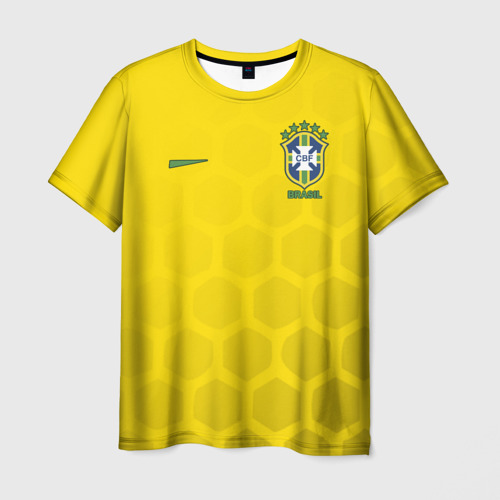 Мужская футболка 3D Сборная Бразилии узор соты, цвет 3D печать