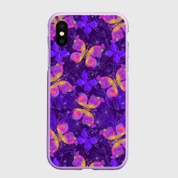 Чехол для iPhone XS Max матовый Розовые бабочки