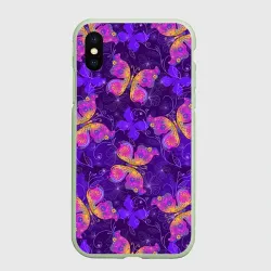 Чехол для iPhone XS Max матовый Розовые бабочки
