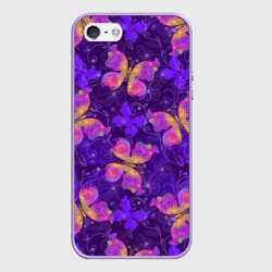 Чехол для iPhone 5/5S матовый Розовые бабочки