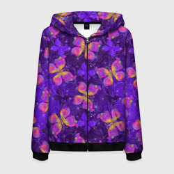 Мужская толстовка 3D на молнии Розовые бабочки