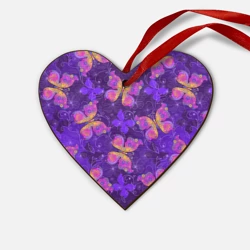 Деревянная игрушка Сердце Розовые бабочки