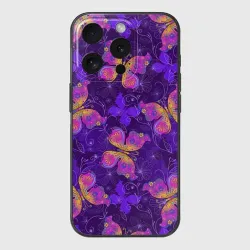 Чехол для iPhone 15 Pro силиконовый с защитой камеры Розовые бабочки