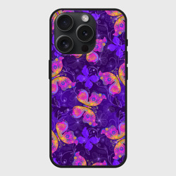 Чехол силиконовый для Apple iPhone 15 Pro матовый Розовые бабочки