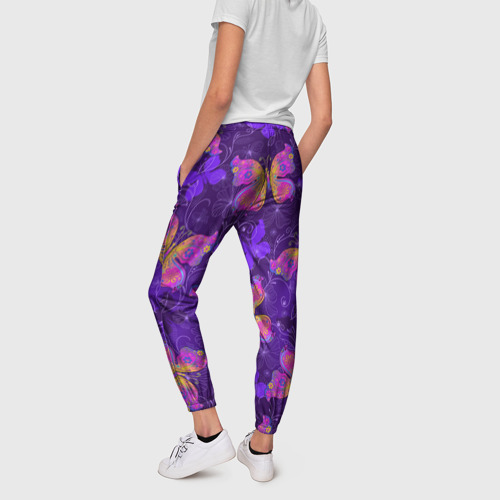 Женские брюки 3D Розовые бабочки, цвет 3D печать - фото 4
