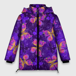Женская зимняя куртка Oversize Розовые бабочки