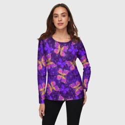 Женский лонгслив 3D Розовые бабочки - фото 2