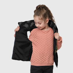 Жилет с принтом Гуси для ребенка, вид на модели спереди №3. Цвет основы: черный
