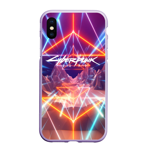 Чехол для iPhone XS Max матовый Cyber Punk 2077, цвет светло-сиреневый