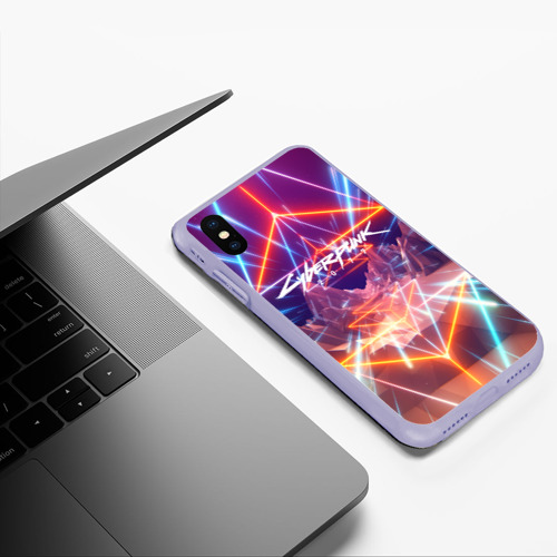 Чехол для iPhone XS Max матовый Cyber Punk 2077, цвет светло-сиреневый - фото 5