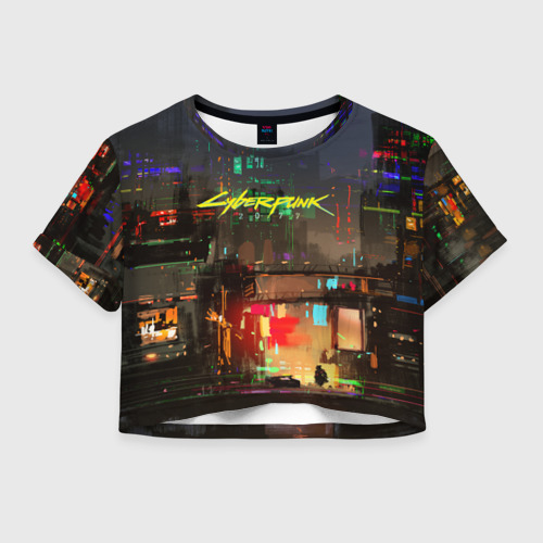 Женская футболка Crop-top 3D Cyber Punk 2077, цвет 3D печать