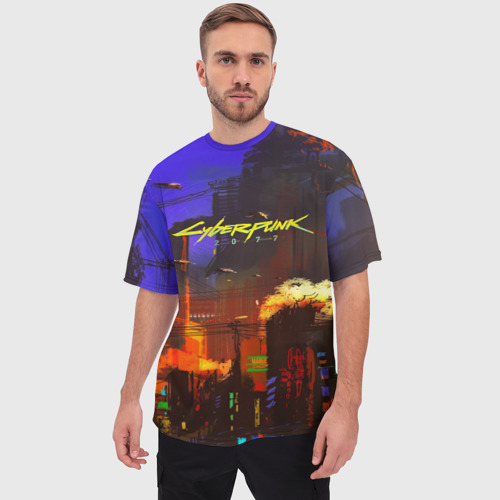 Мужская футболка oversize 3D Cyber Punk 2077, цвет 3D печать - фото 3