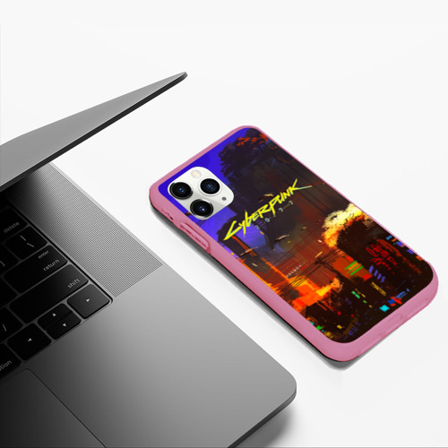 Чехол для iPhone 11 Pro Max матовый Cyber Punk 2077, цвет малиновый - фото 5