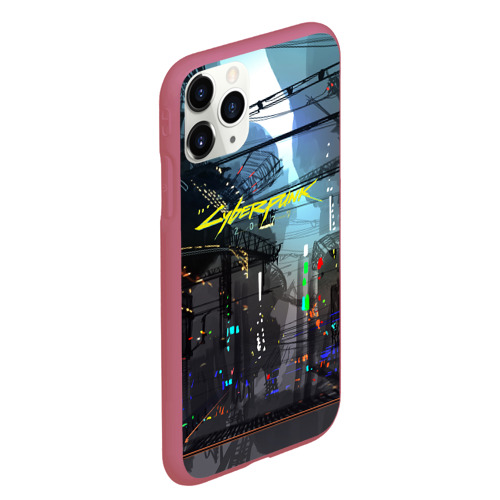 Чехол для iPhone 11 Pro Max матовый Cyber Punk 2077, цвет малиновый - фото 3