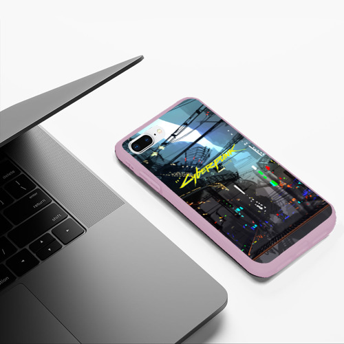 Чехол для iPhone 7Plus/8 Plus матовый Cyber Punk 2077, цвет розовый - фото 5