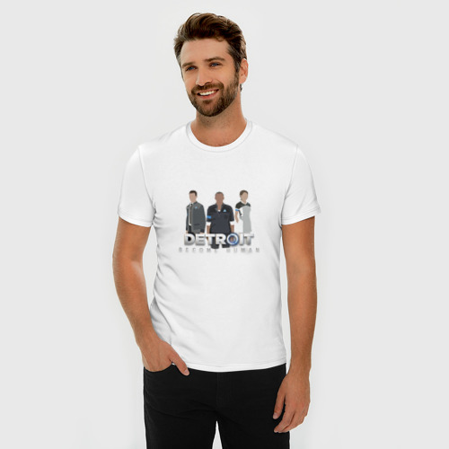 Мужская футболка хлопок Slim Detroit become human, цвет белый - фото 3