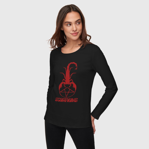 Женский лонгслив хлопок Scorpions, цвет черный - фото 3