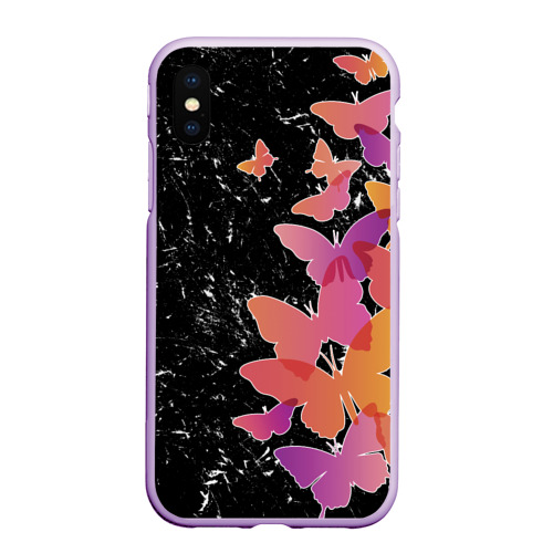 Чехол для iPhone XS Max матовый Бабочки — это цветы, цвет сиреневый
