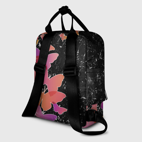 Женский рюкзак 3D с принтом БАБОЧКИ - ЭТО ЦВЕТЫ | КОТОРЫЕ СОРВАЛ ВЕТЕР, вид сзади #1