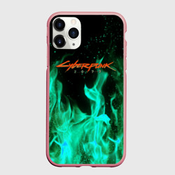 Чехол для iPhone 11 Pro Max матовый Cyberpunk 2077 пламя