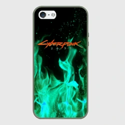 Чехол для iPhone 5/5S матовый Cyberpunk 2077 пламя