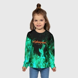 Детский лонгслив 3D Cyberpunk 2077 пламя - фото 2