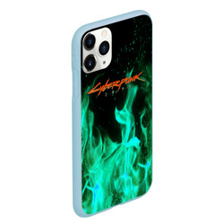 Чехол для iPhone 11 Pro Max матовый Cyberpunk 2077 пламя - фото 2