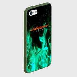 Чехол для iPhone 5/5S матовый Cyberpunk 2077 пламя - фото 2