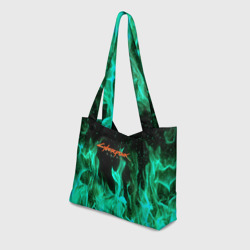 Пляжная сумка 3D Cyberpunk 2077 пламя - фото 2