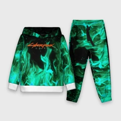 Детский костюм с толстовкой 3D Cyberpunk 2077 пламя