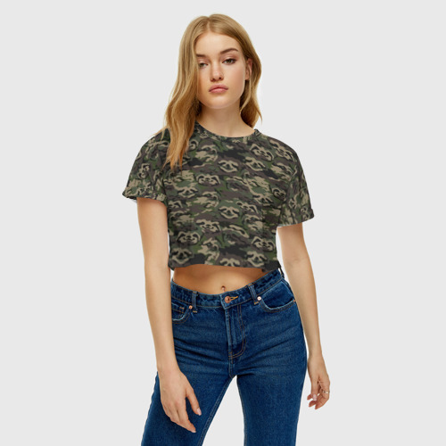 Женская футболка Crop-top 3D Лига лени, цвет 3D печать - фото 3