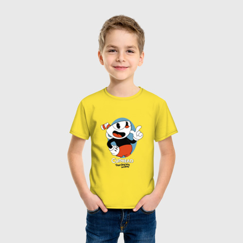 Детская футболка хлопок Cuphead (4), цвет желтый - фото 3