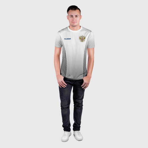 Мужская футболка 3D Slim с принтом Сборная России форма с сеткой, вид сбоку #3